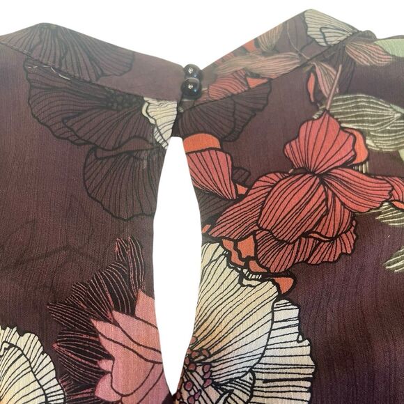 Charlotte Russe Sheer Floral Dress Ruffle Sleeve Fall Layering Purple S - Picture 10 of 13